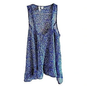 Black Poppy floral sleeveless scoop neck racer back top Size Medium